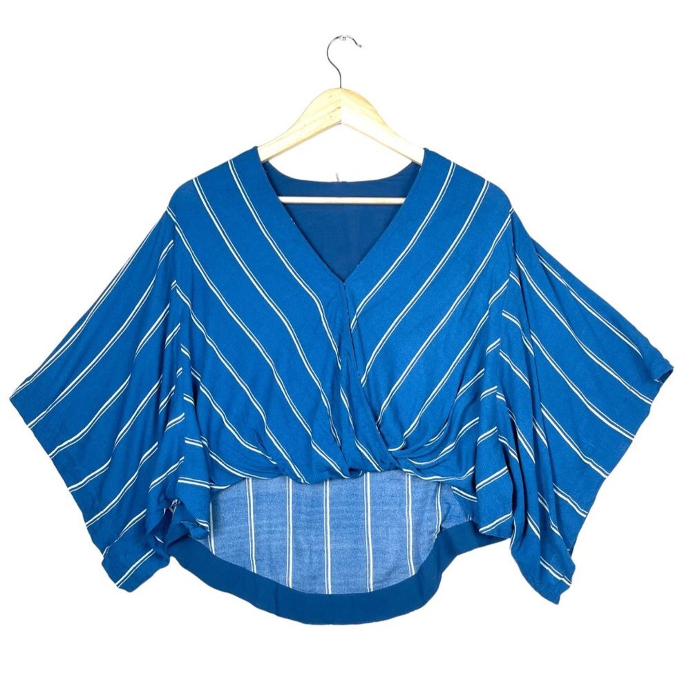 Free People Sleepy Time Indigo Stripe Kimono Top‎ size S